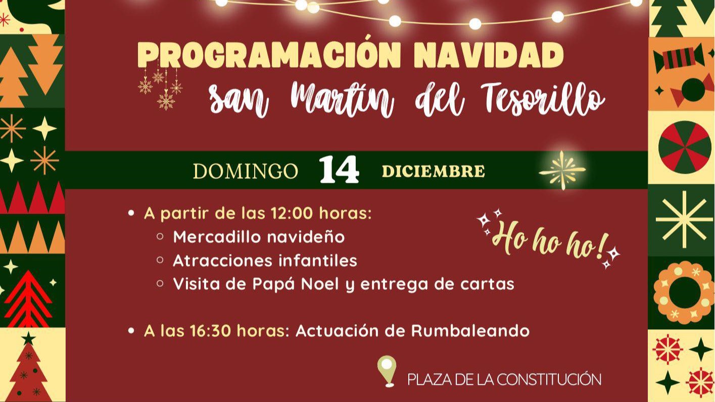 La Navidad en San Martín del Tesorillo sigue este domingo con una jornada repleta de actividades familiares, música, mercadillo y la esperada visita de Papá Noel. Un día para disfrutar en comunidad y seguir viviendo la magia festiva
